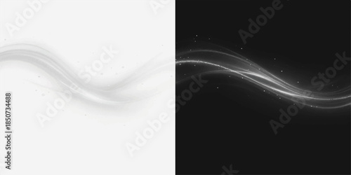 Abstract black and white flowing smoke pattern with subtle blue light wave design texture for a futuristic motion backdrop