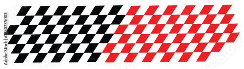 Dual Colored Checkered Racing Flag Banner Transitioning from Black to Red