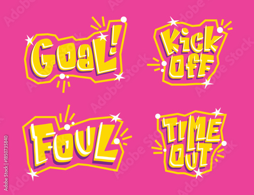 Goal Foul Kick Off Time Out Phrases Football Soccer Game Text Template