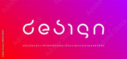 Technology science font, digital cyber alphabet, Latin letters A, B, C, D, E, F, G, H, I, J, K, L, M, N, O, P, Q, R, S, T, U, V, W, X, Y, Z and Arab numerals 0, 1, 2, 3, 4, 5, 6, 7, 8, 9 space style