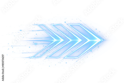 Abstract Digital Arrow Symbol with Glowing Energy Flow, Isolated PNG