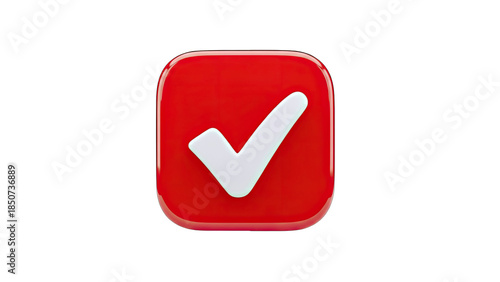 Checkmark Icon on Red Square - Confirmation Concept