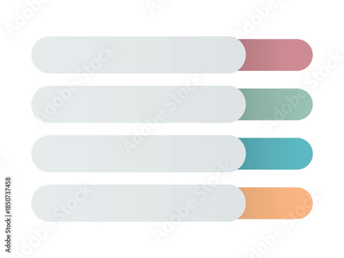Horizontal bar infographic elements with rounded ends and colorful accents on a white background
