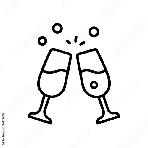 Two glasses clinking with bubbles in celebration style  