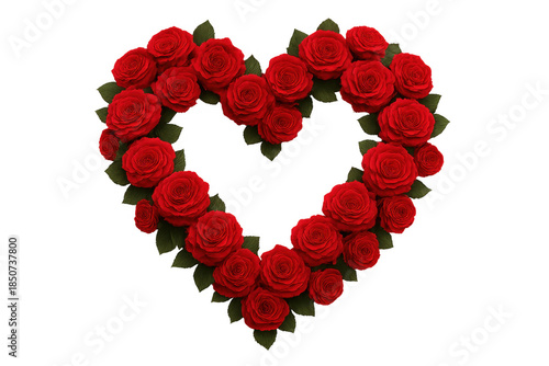 Red roses forming heart shape for valentine's day