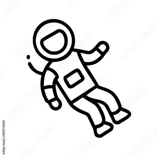 Outline of an astronaut floating in space with a helmet and suit  