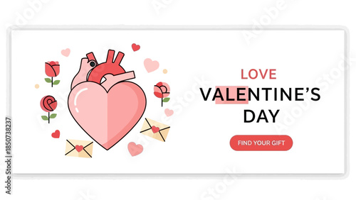 Valentine's Day Romantic Heart and Love Themed Gift Promotion Banner