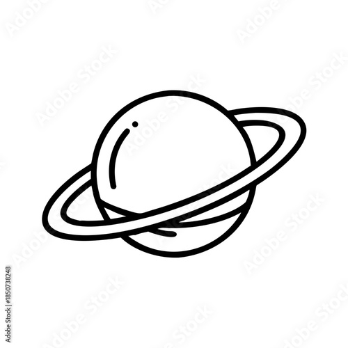 Simple line drawing of planet Saturn with rings  