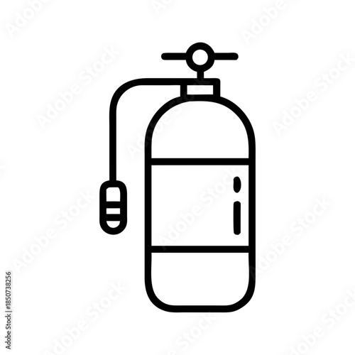 Fire extinguisher outline icon with safety pin and nozzle  