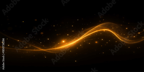 Abstract fractal realms glow with bright, energetic light against a dark night sky, illustrating a vibrant galaxy and flowing space design. star, glow, stars, vector, wave, shine, black, color, effect