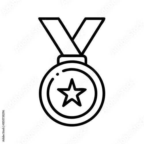 Medal with star emblem and ribbon in minimalist style  