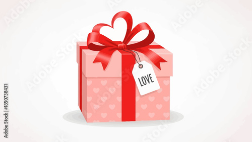 Valentine's Day Gift Box with Heart and Ribbon for Romantic Celebration