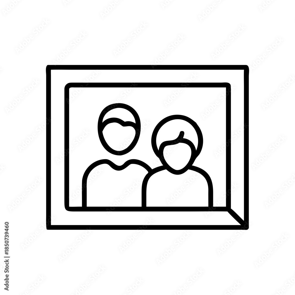 Fototapeta premium Line art drawing of two people in a photo frame 