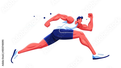 Powerful Male Sprinter Running with Dynamic Body Movement