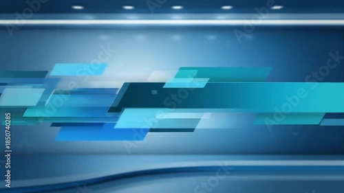 Abstract Blue Shapes in Modern Futuristic Design with Gradient Lighting on Digital Background for Technology Presentation