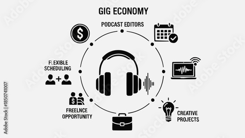 Gig Economy Podcast Editors Flexible Scheduling Creative Projects Business Opportunity.