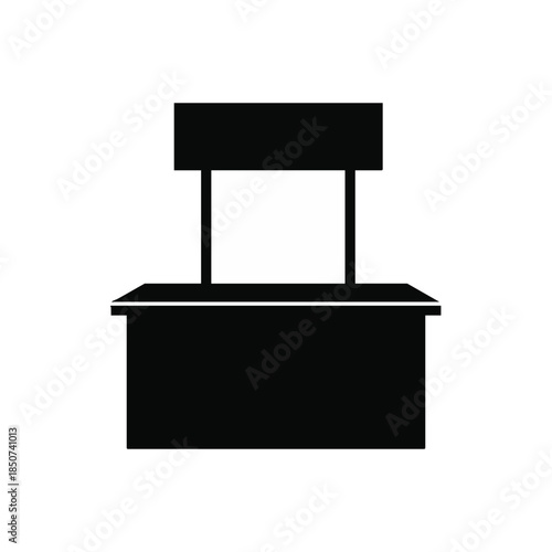 Booth Stand Icon - Simple Retail Kiosk Silhouette for Market Event or Trade Show Promotion.