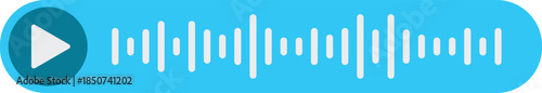 Audio message icon with play button and waveform modern flat design for communication apps and social media isolated on blue background