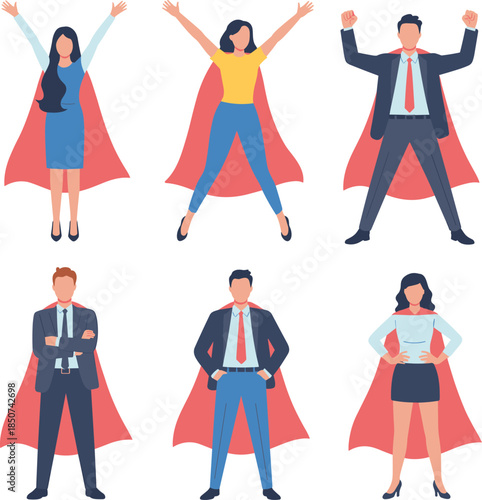Diverse Group of Business People in Superhero Capes superheroes