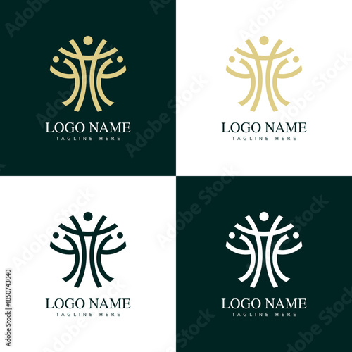 abstract human tree logo for community and growth