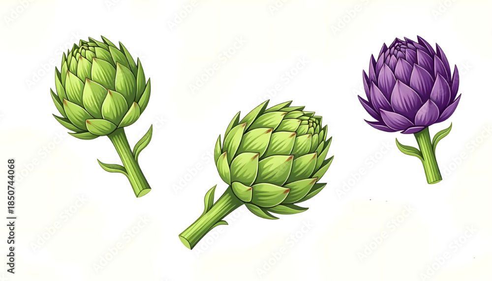 Fototapeta premium for kids clothes, decoration and wallpaper, , artichoke on a white background