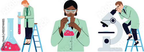 Scientists Working in a Laboratory with Scientific Equipment microscopes experiment