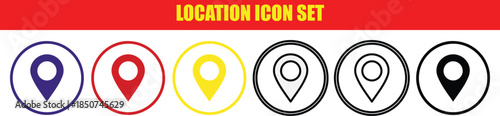 Modern location icons set for navigation and mapping purposes