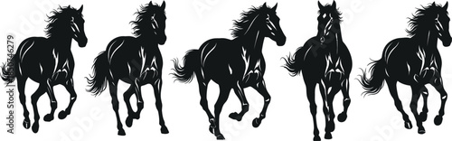 Five running horses