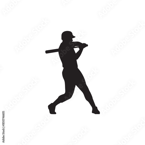 Baseball Player Silhouette – Batter Swing Action Sports Vector
Dynamic baseball player silhouette showing a batter swinging the bat in action pose. Ideal for sports designs, baseball events, athletic 