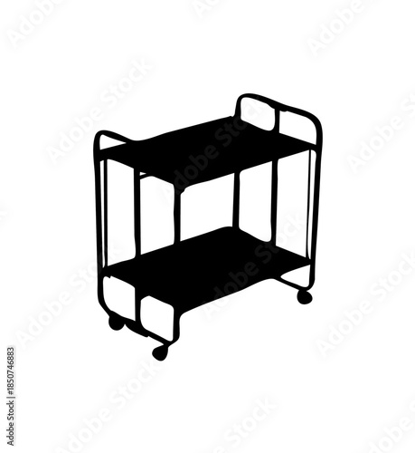Two Tiered Rolling Utility Cart Isolated White Background