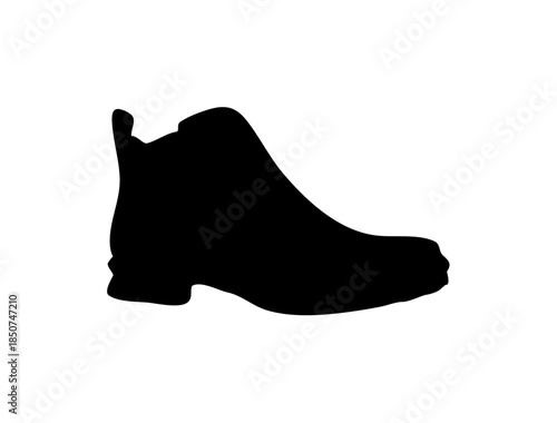 Stylish men's or women's ankle boot in black silhouette, a fashionable and versatile piece of footwear on an isolated white background.