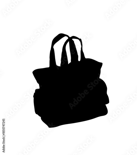 Versatile casual tote bag with handles in black silhouette, ideal for shopping, travel, or everyday use on an isolated white background.