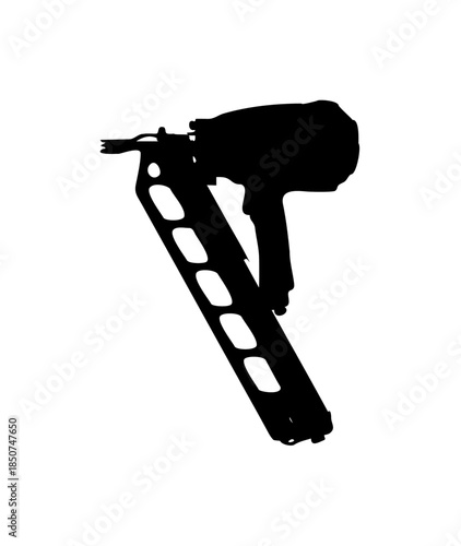 Powerful Nail Gun Industrial Tool for Construction Projects, isolated white background.