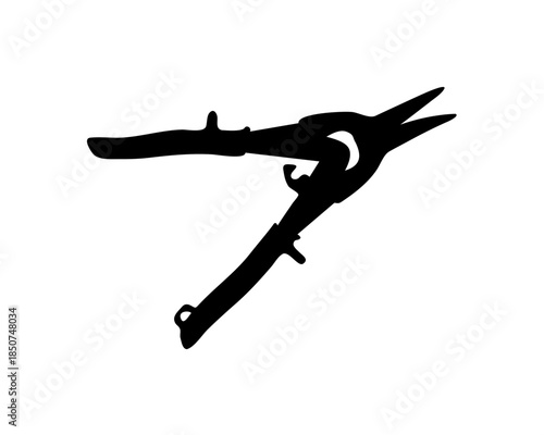 Heavy-duty sheet metal snips cutting tool, isolated white background