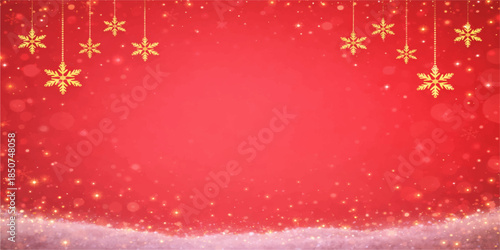 Red Christmas background with snowflakes for a merry winter holiday celebration card design
