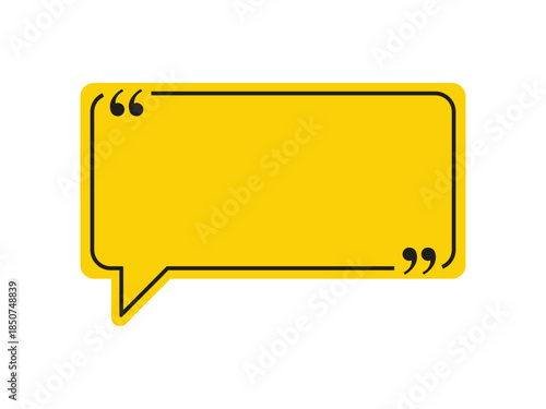 Yellow speech bubble or thought bubble with quotation marks, perfect for testimonials and messages