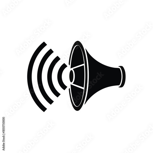 Megaphone Sound Waves Icon - Communication Public Address  Marketing Symbol.