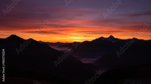 Wallpaper Mural Mountain range silhouette at sunset with golden light Torontodigital.ca