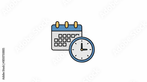Calendar and Clock Icon Representing Time Management and Scheduling.