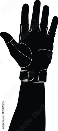 Gloved hand raised up