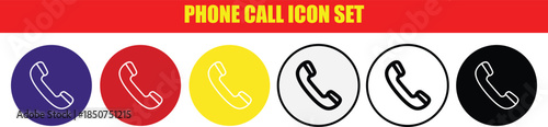 Colorful phone call icons set for communication and contact
