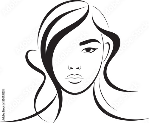 stylized illustration of a womans face with long hair
