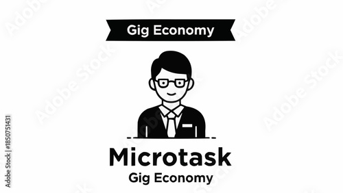 Microtask Gig Economy Man Icon Represents Freelance Work.