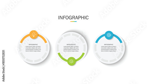 business infographic template, flat design with icon and 3 option or step