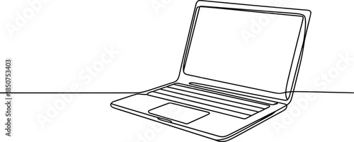 Open Laptop with Keyboard and Trackpad in Line Style