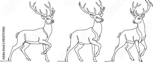 Deer line art trio