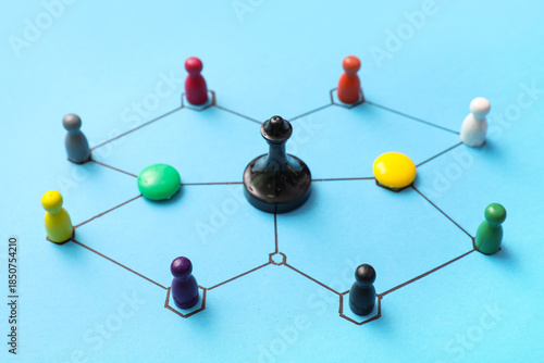 Connected figures on blue b...