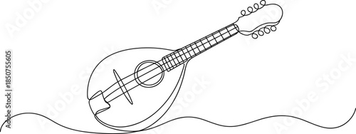 Black and white line of a lute musical instrument line black and white