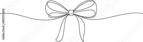 Black and white bow tie on a ribbon line knot