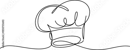 Hand drawn black line art vector illustration of a chef hat